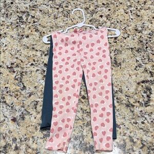 Girls Pink Heart Print Leggings - Unbranded